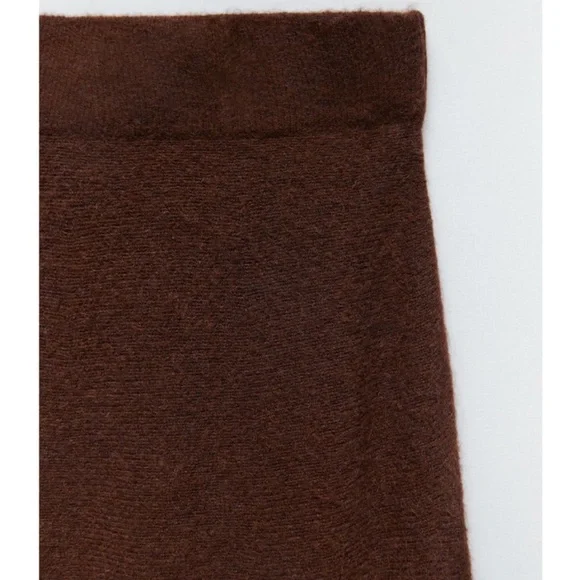 Zara Limited Edition Soft Heavyweight Knit A Line Midi Skirt Dark Brown L